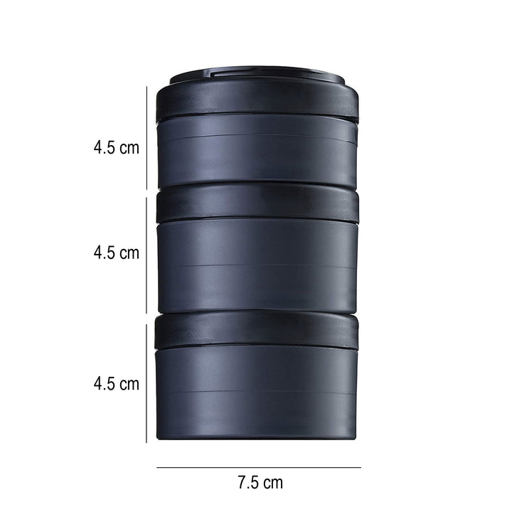 Twist and Lock Protein Pill Supplements Storage Jars-Black