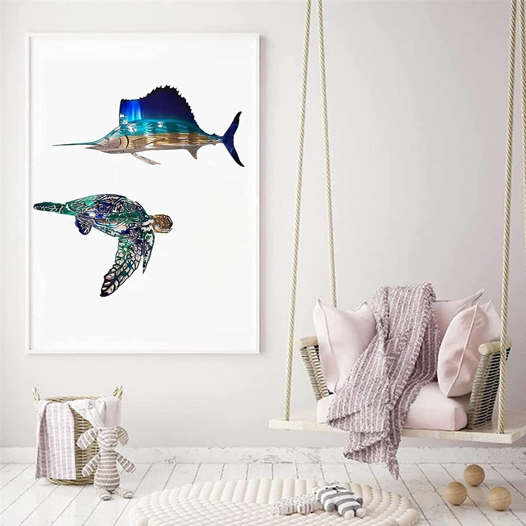Marine Life Metal Wall Art Decor Sea Turtle