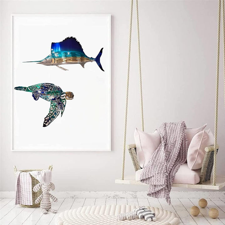 Marine Life Metal Wall Art Decor Sea Turtle