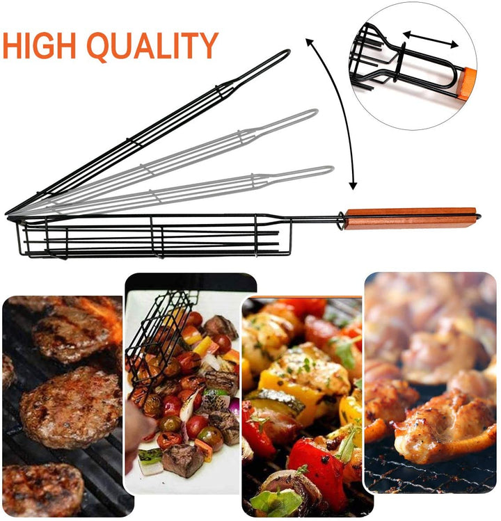 BBQ Grill Long Handle Sausage Vegetable Basket