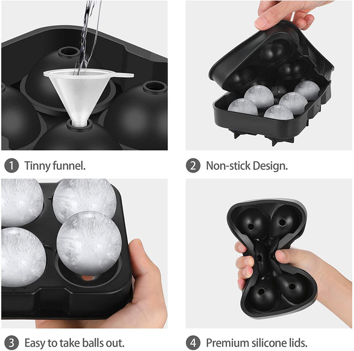 Silicone 6 Ball Ice Molds  2Pack