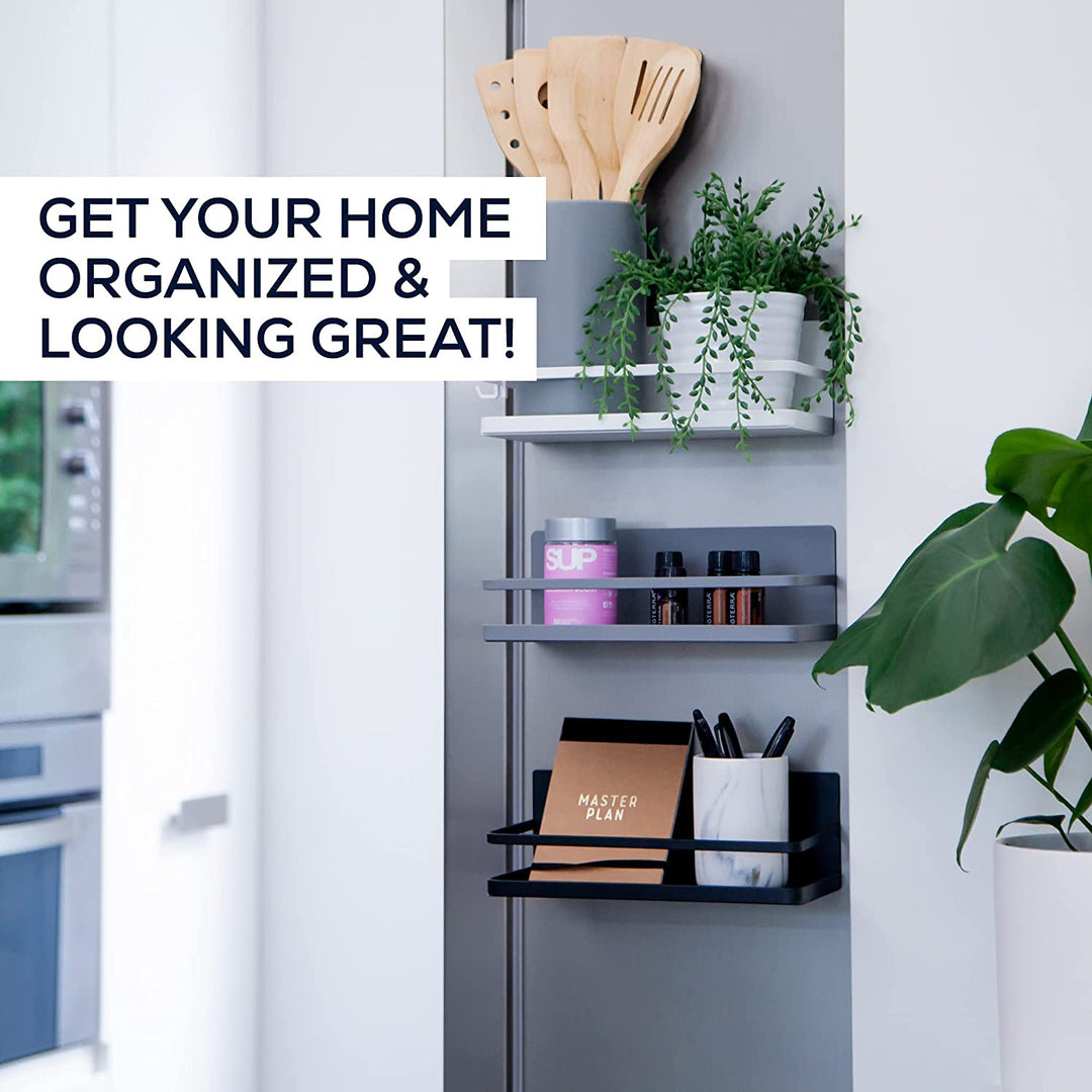 Magnetic Metal Kitchen Fridge Spice Rack-White