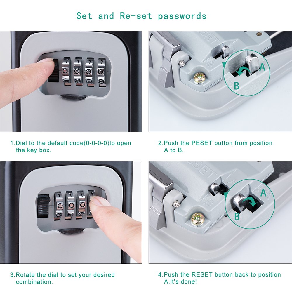 Key Storage Lock Box 4 Digit Wall Mounted