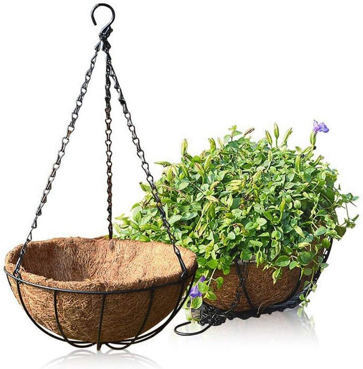 2 Pack 20cm Metal Hanging Planter Basket With Coco Liner