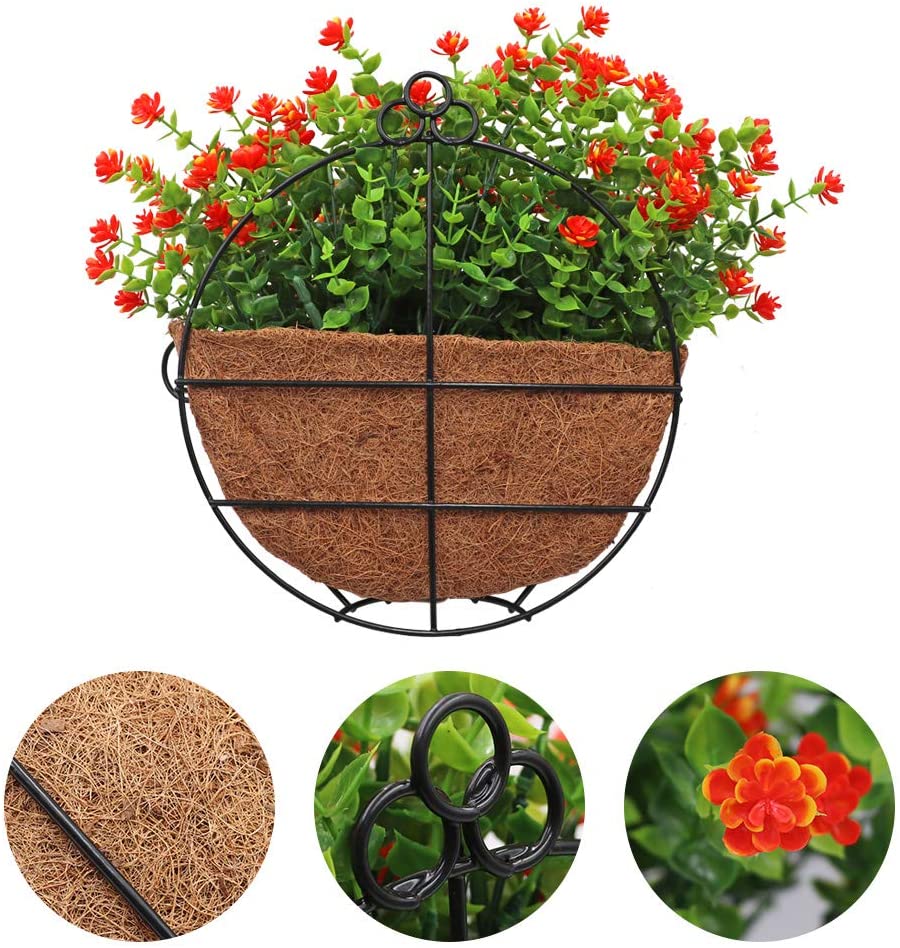 2 Pack Iron Wall Hanging Half Round Planters Basket 25cm