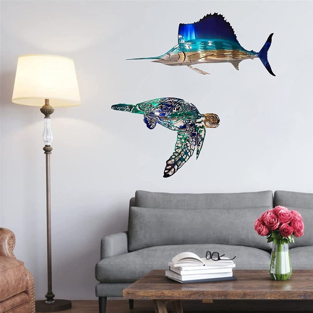 Marine Life Metal Wall Art Decor Sea Turtle