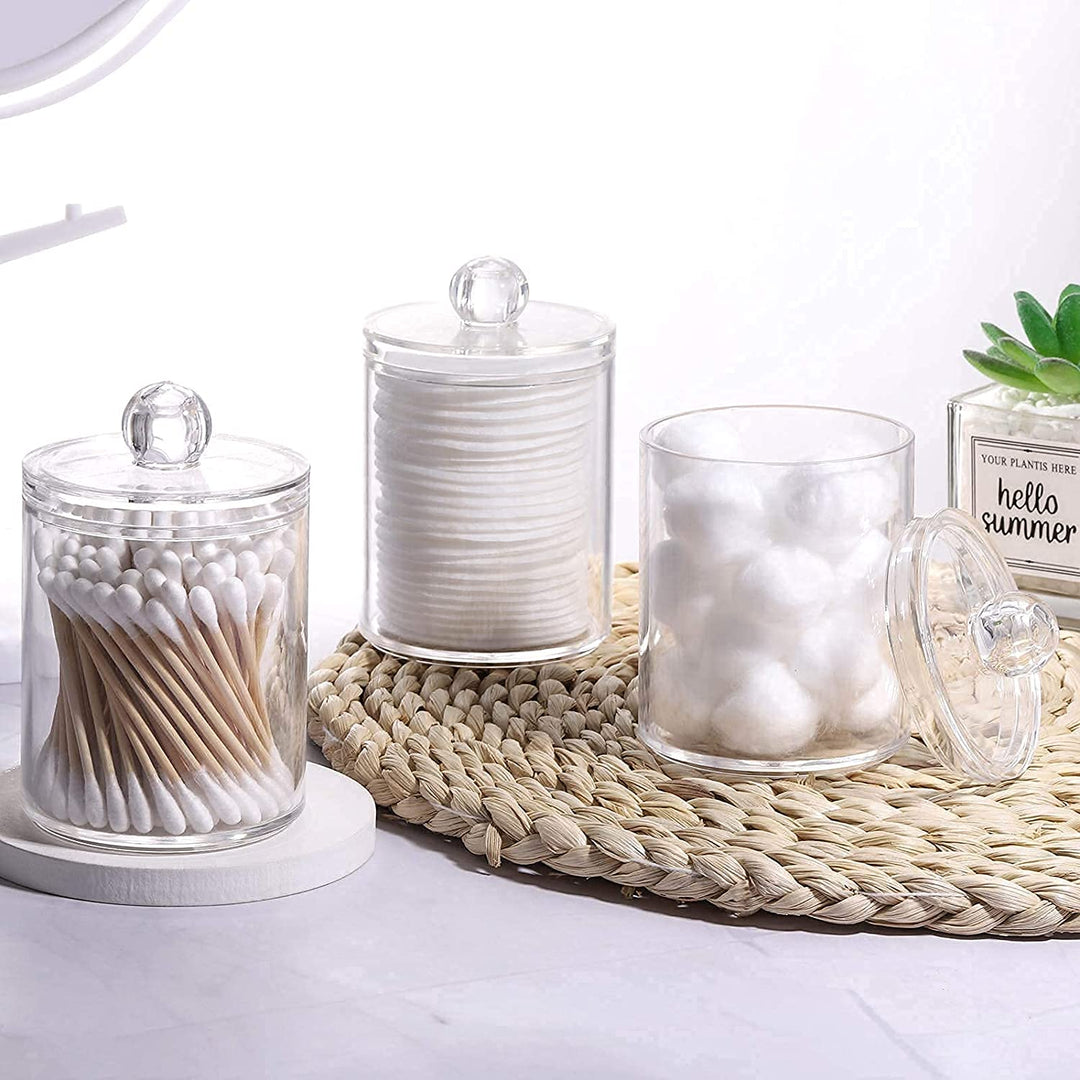 Acrylic Cotton Swab Ball Pad Holder Container 3 Pack
