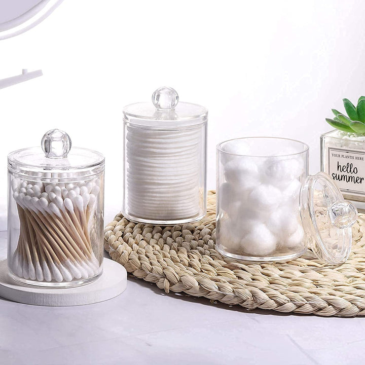 Acrylic Cotton Swab Ball Pad Holder Container 3 Pack