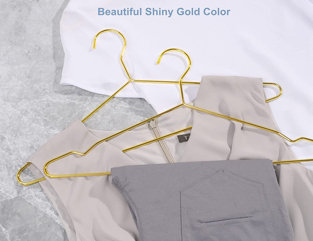 10 Pack Heavy Duty Aluminum Alloy Coat Hangers-Gold