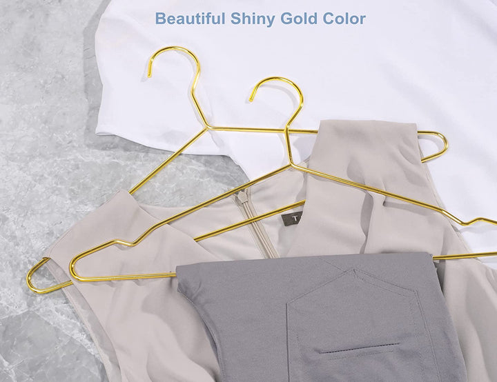 10 Pack Heavy Duty Aluminum Alloy Coat Hangers-Gold