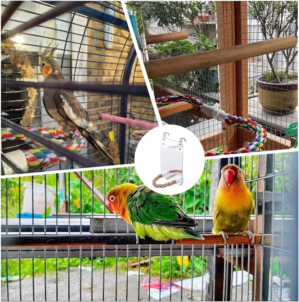Bird Mirror with Rope Perch