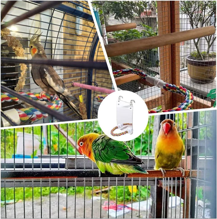 Bird Mirror with Rope Perch