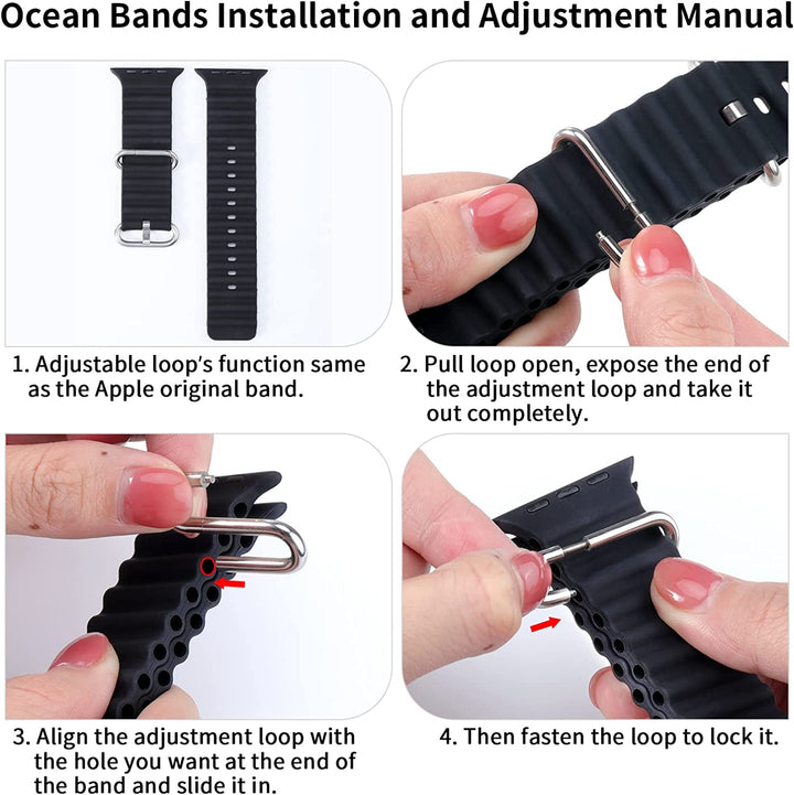Ocean Band Strap Compatible With Apple Watch 41MM 40MM 38MM-Black