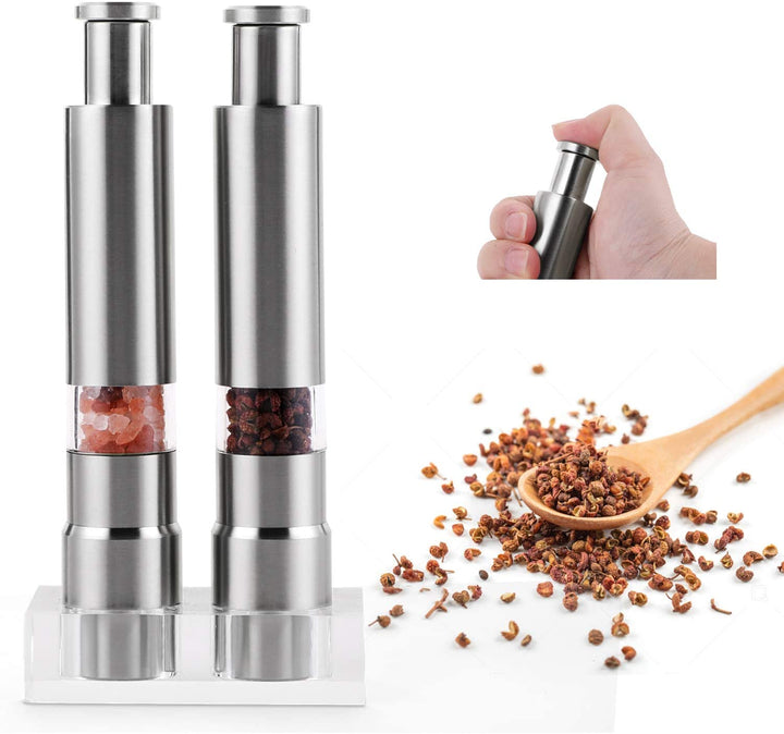 Stainless Steel Push Button Salt Pepper Grinder