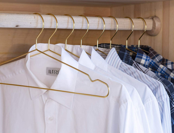 10 Pack Heavy Duty Aluminum Alloy Coat Hangers-Gold