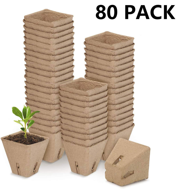 80 Packs Square Peat Pots Plant Starters for Seedling