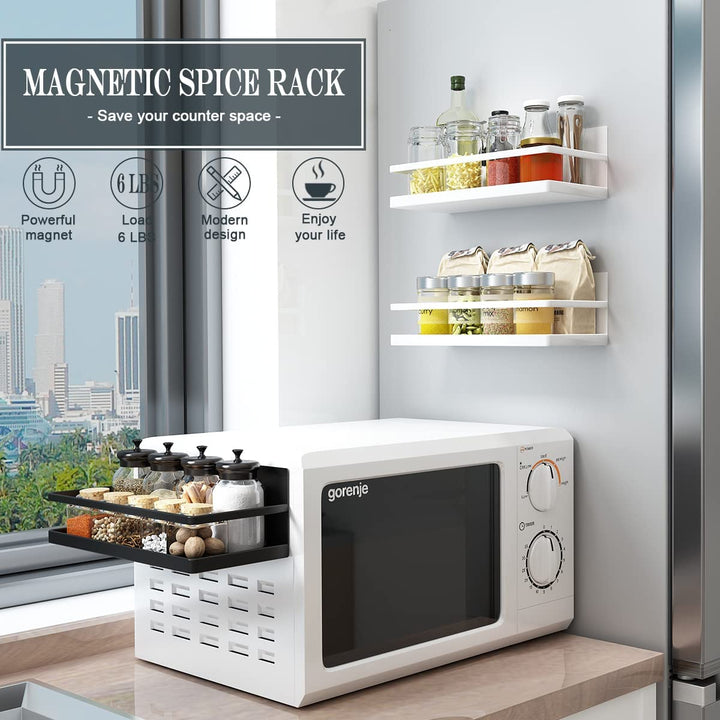 Magnetic Metal Kitchen Fridge Spice Rack-White