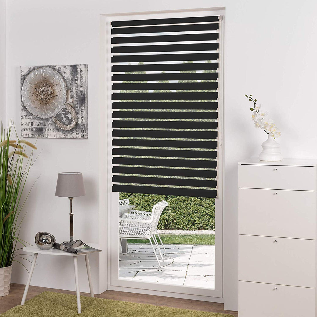 Zebra Roller Shades Blind Curtain Black 80x150cm