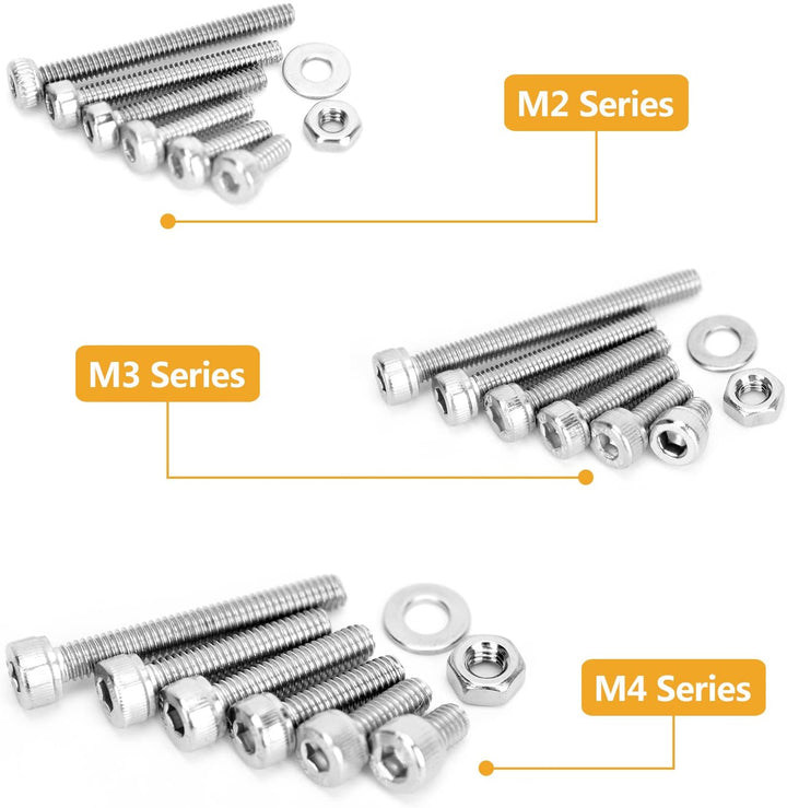 1080PCS Stainless Steel Screws and Nuts Hex Socket Head Cap