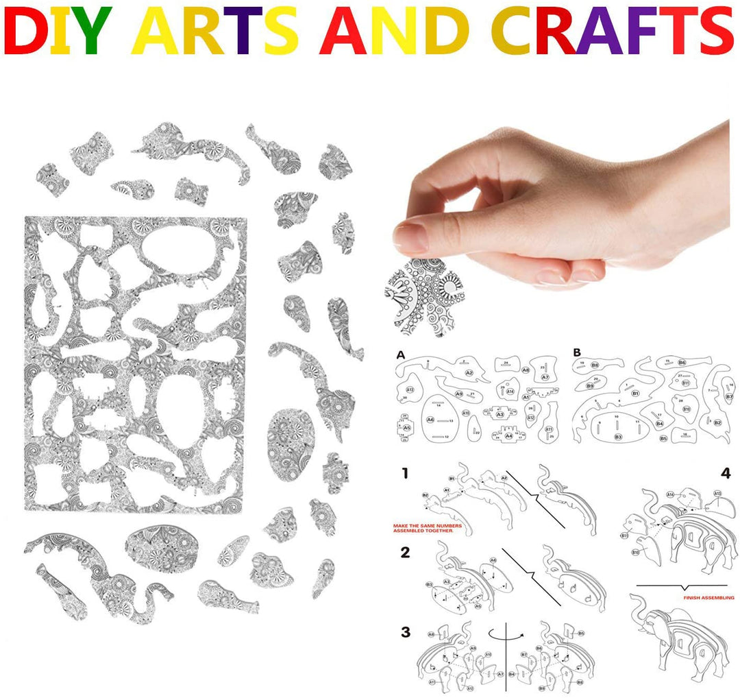 3D Coloring Puzzle Set 6Pack Puzzles with 24 Pen Markers-TypeD
