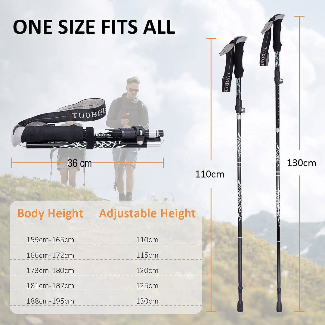 Aluminum Alloy Foldable Ultralight Hiking Pole-Black