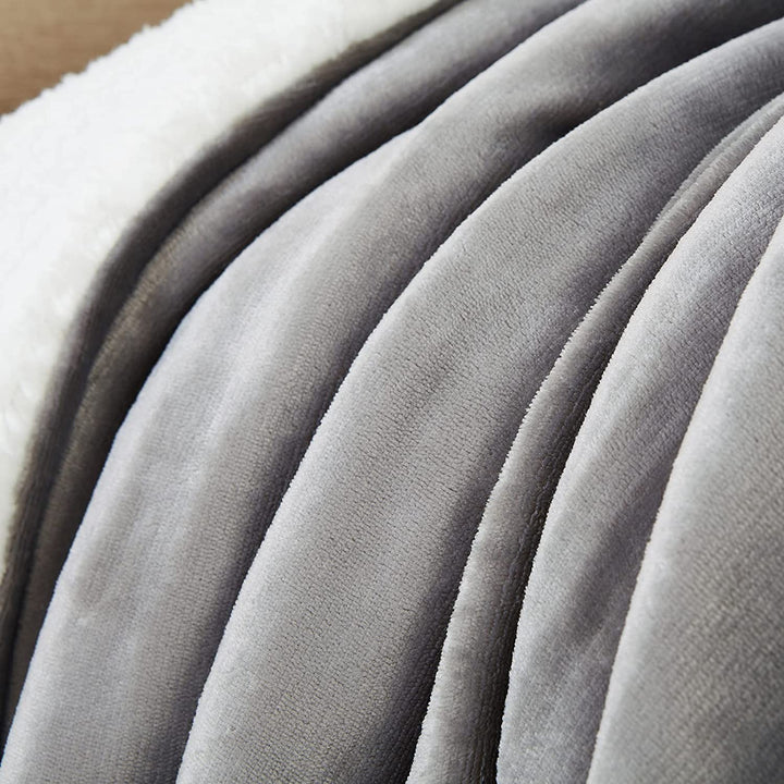 Thick Fuzzy Soft Sherpa Fleece Bed Sofa Blankets-Gray