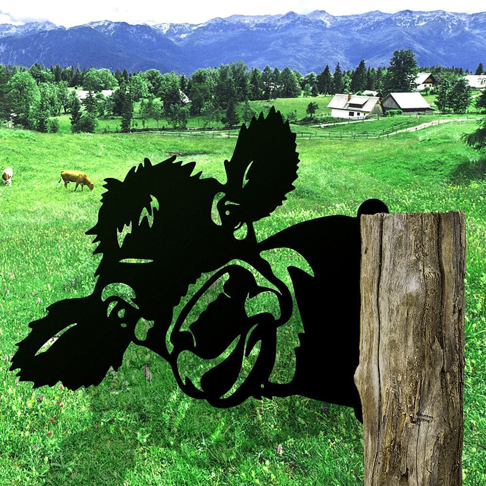 Funny Farm Metal Art Outdoor Decor Cow