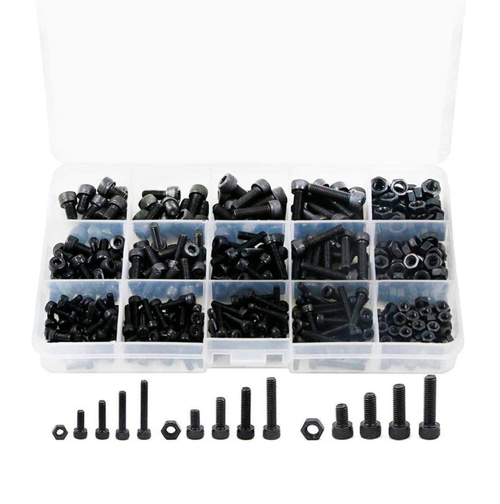 500pcs Carbon Steel Socket Cap Screws Hex Head Bolt Nuts