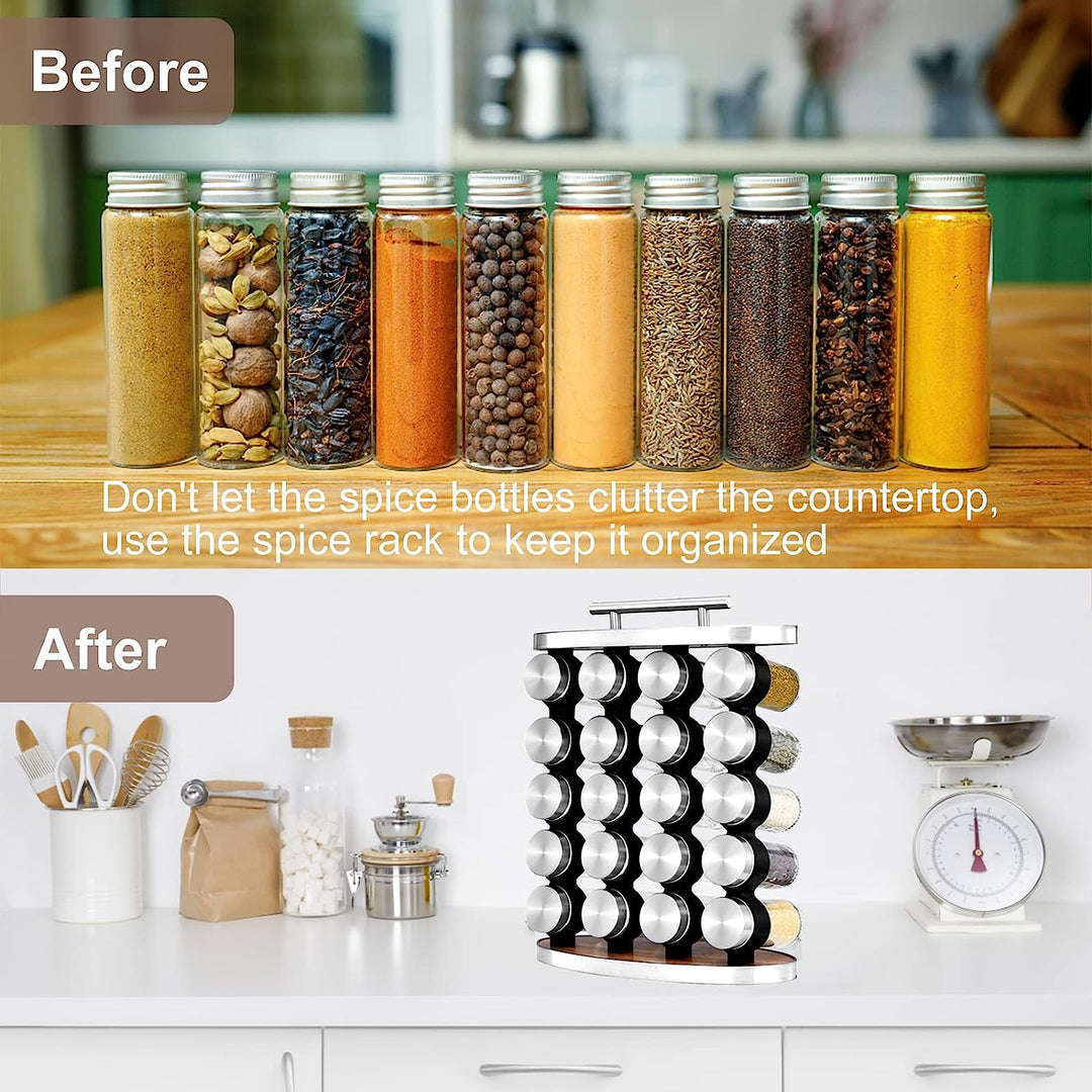 Standing 20-Jar Countertop Spice Rack with handle