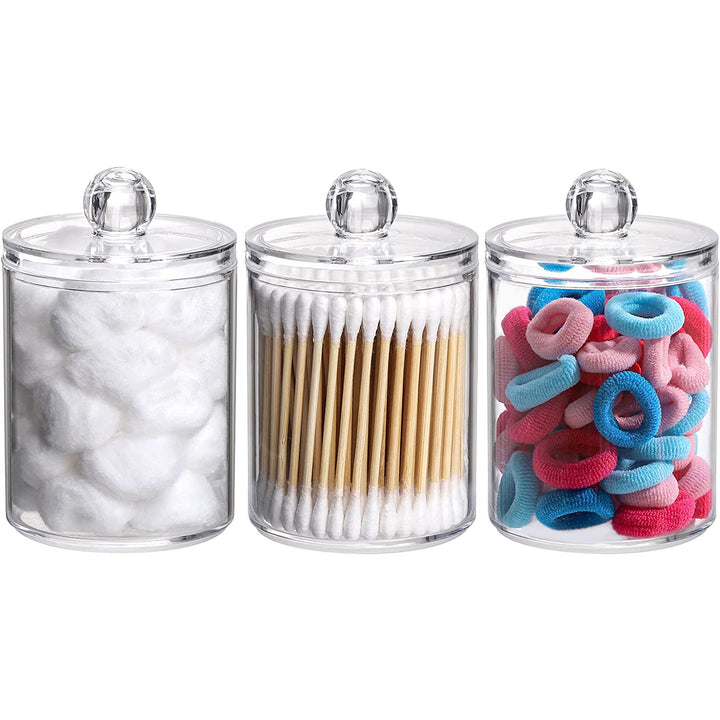 Acrylic Cotton Swab Ball Pad Holder Container 3 Pack