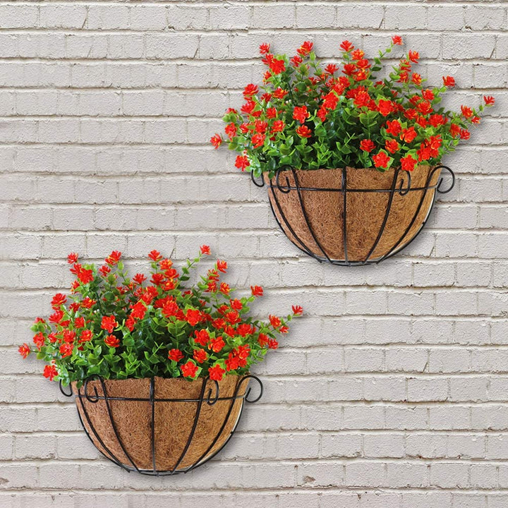 2 Pack Iron Wall Hanging Half Round Planters Basket 25cm