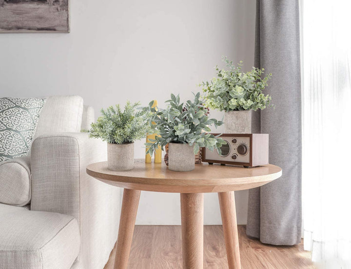 Mini Potted Artificial Plastic Green Plants-Frost Eucalyptus