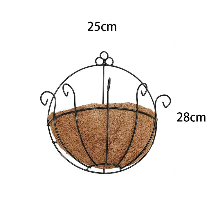 2 Pack Iron Wall Hanging Half Round Planters Basket 25cm