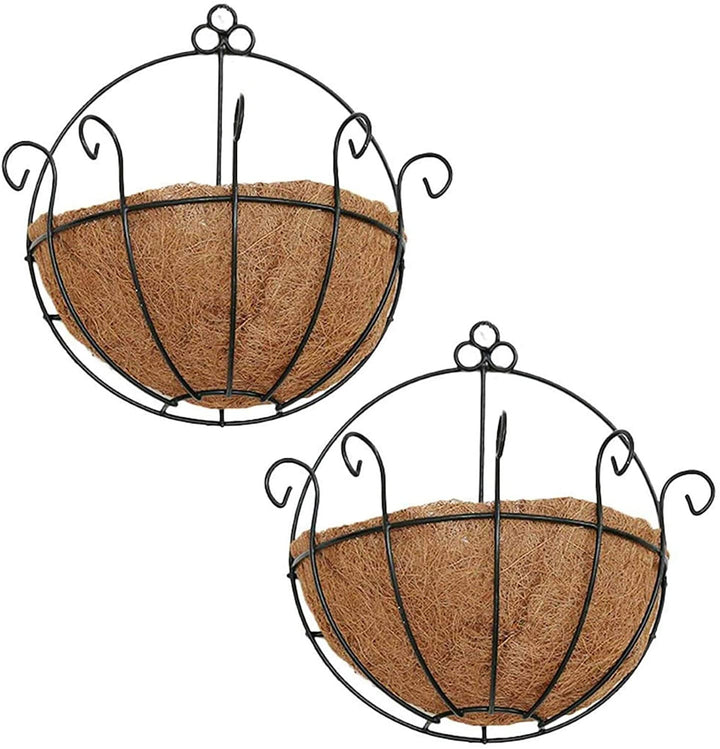 2 Pack Iron Wall Hanging Half Round Planters Basket 25cm