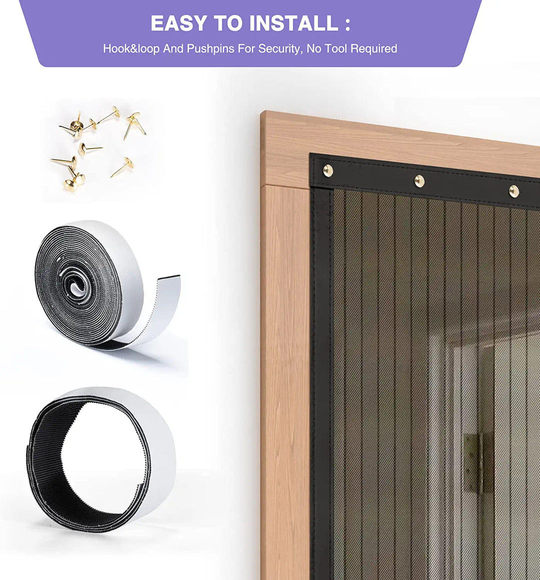 Magnetic Self-Sealing Screen Door Mesh 100x210cm