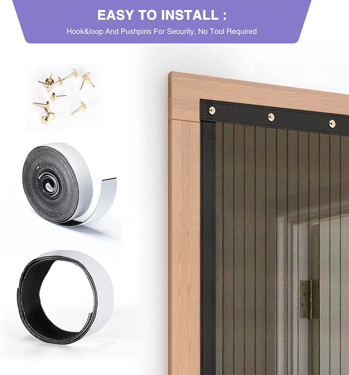 Magnetic Self-Sealing Screen Door Mesh 100x210cm