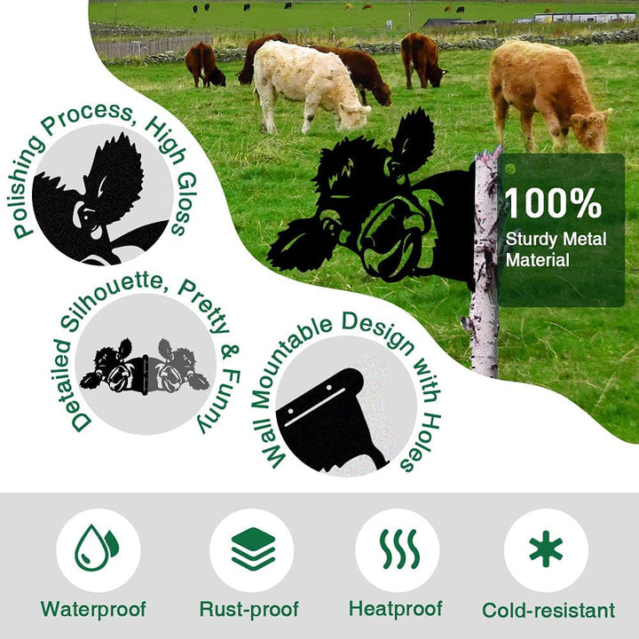 Funny Farm Metal Art Outdoor Decor Cow