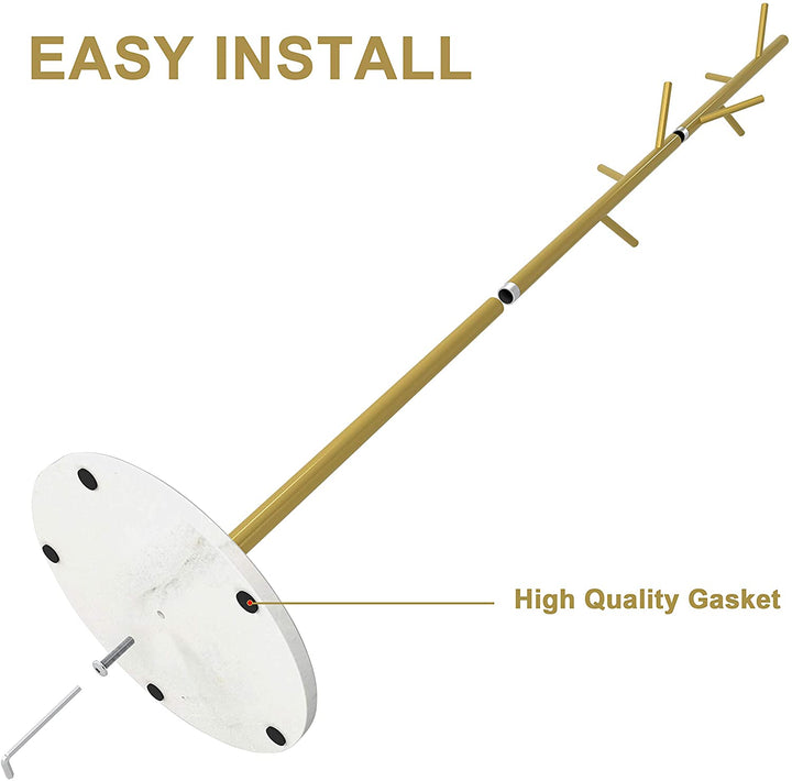 Metal Coat Rack with Stable Marble Base-Withe