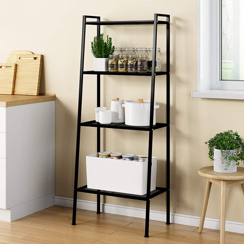 4 Tier Steel Mesh Ladder Shelf Display Rack 60x35x147cm-Black