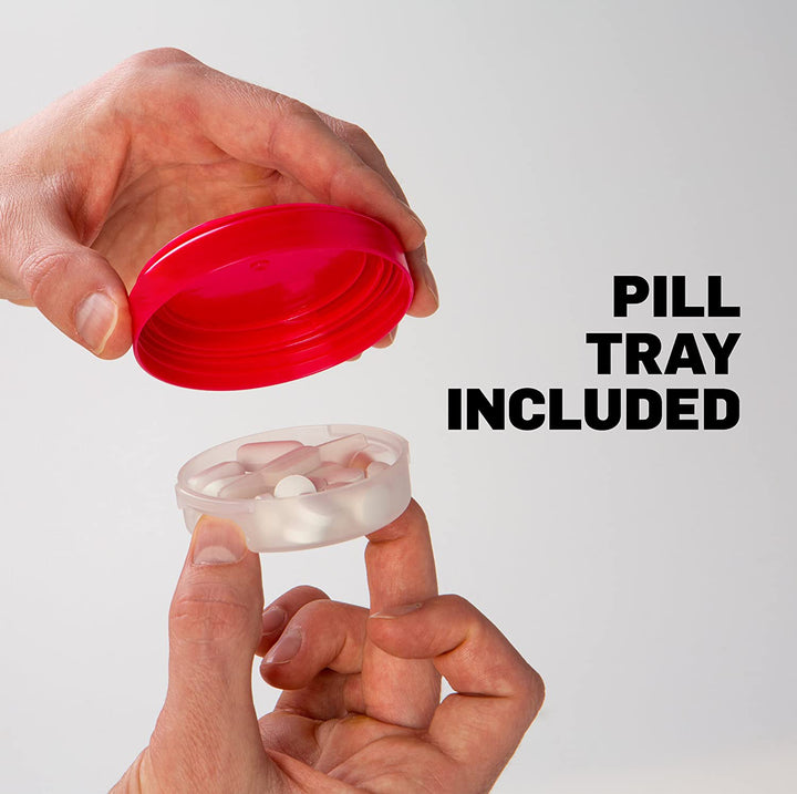 Twist and Lock Protein Pill Supplements Storage-Red