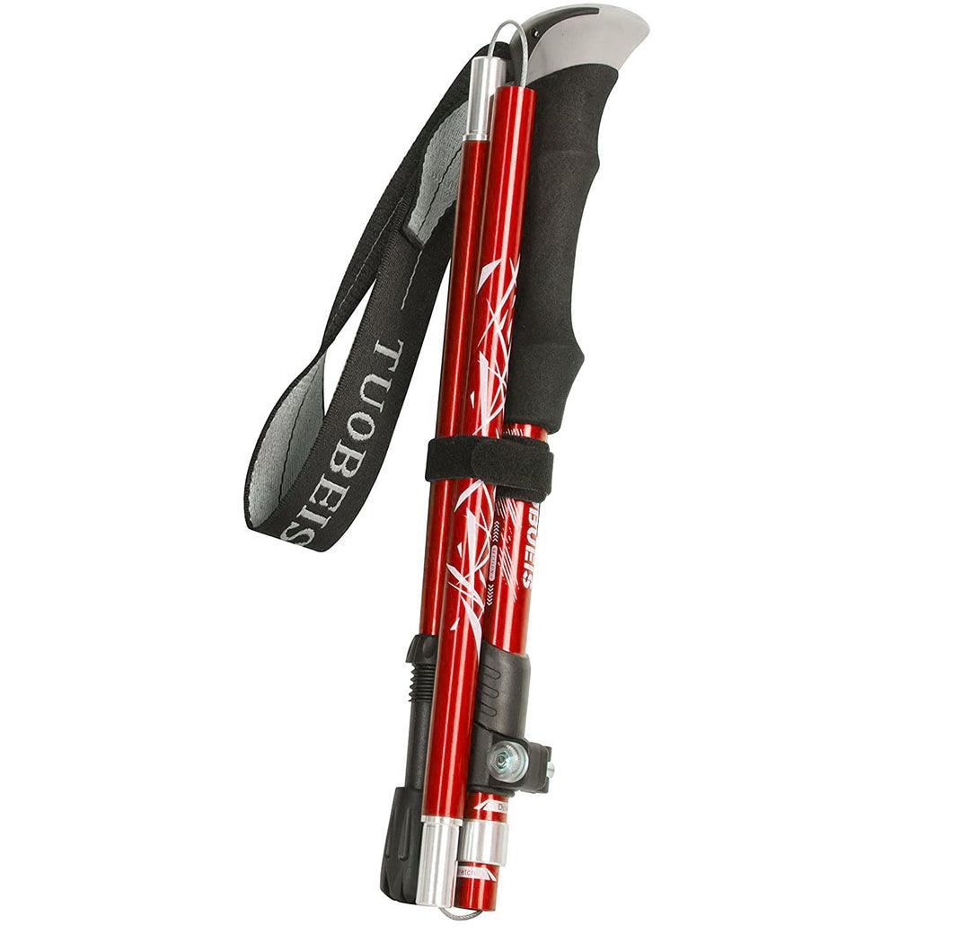 Aluminum Alloy Foldable Ultralight Hiking Pole-Red