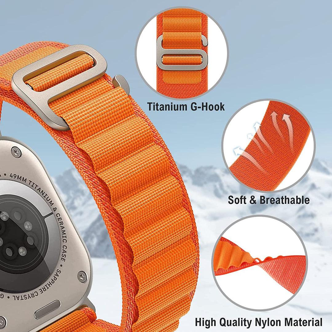 Alpine Band Strap Compatible With Apple Watch 42MM 44MM 45MM 49MM-Orange