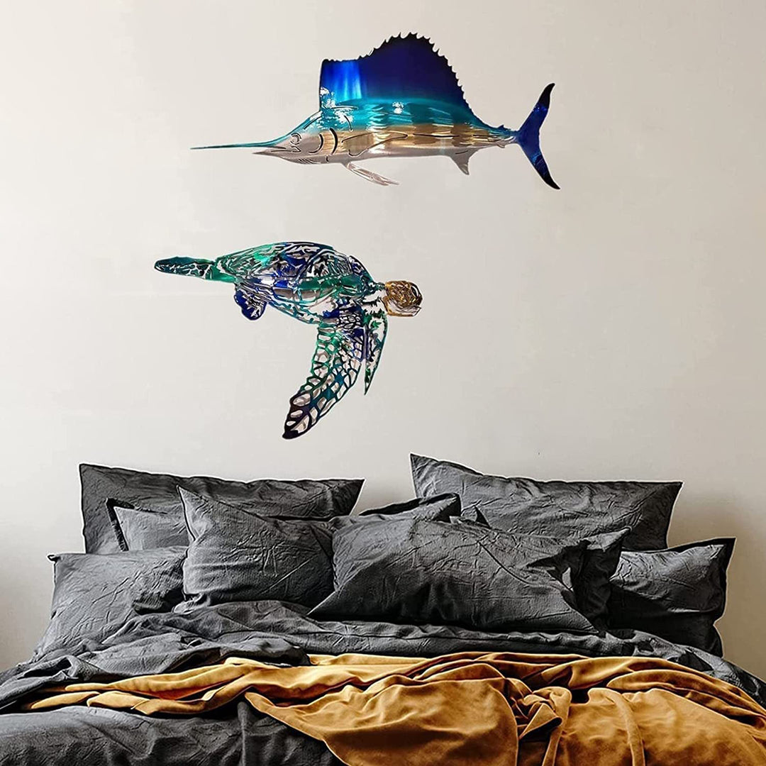 Marine Life Metal Wall Art Decor Sea Turtle