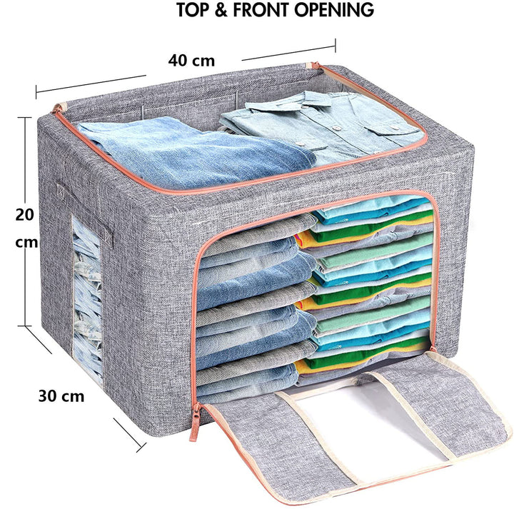 Foldable Steel Frame Clear Window Storage Bins Box-24L
