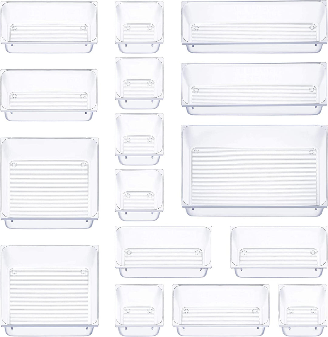 16Pcs Mixed Sizes Rectangular Clear Storage Box