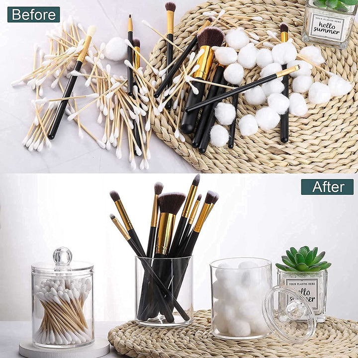 Acrylic Cotton Swab Ball Pad Holder Container 3 Pack