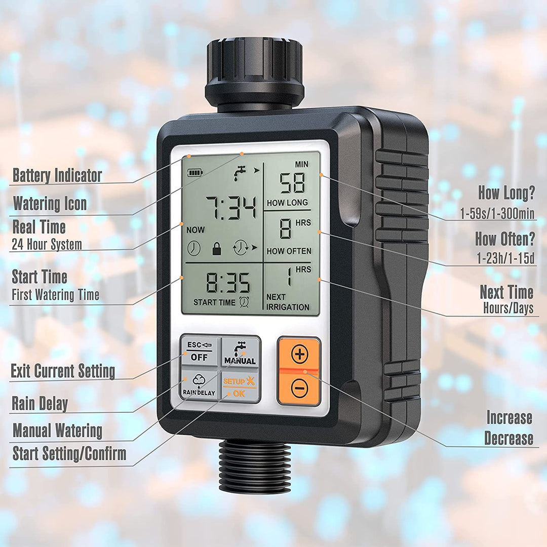 Double Outlet Water Timer for Garden Hose Faucet