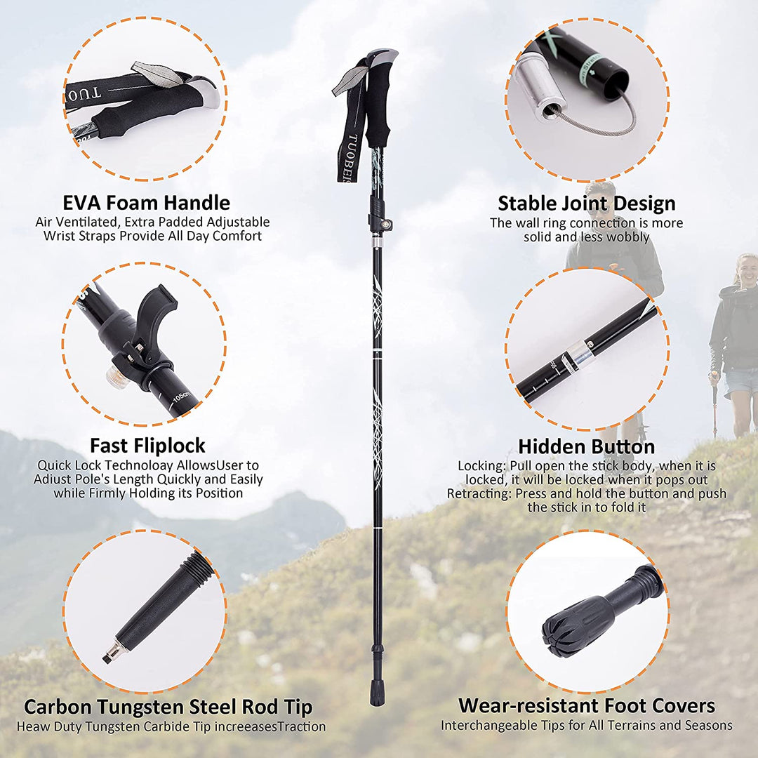 Aluminum Alloy Foldable Ultralight Hiking Pole-Blue