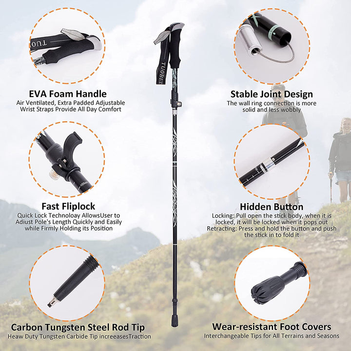 Aluminum Alloy Foldable Ultralight Hiking Pole-Blue