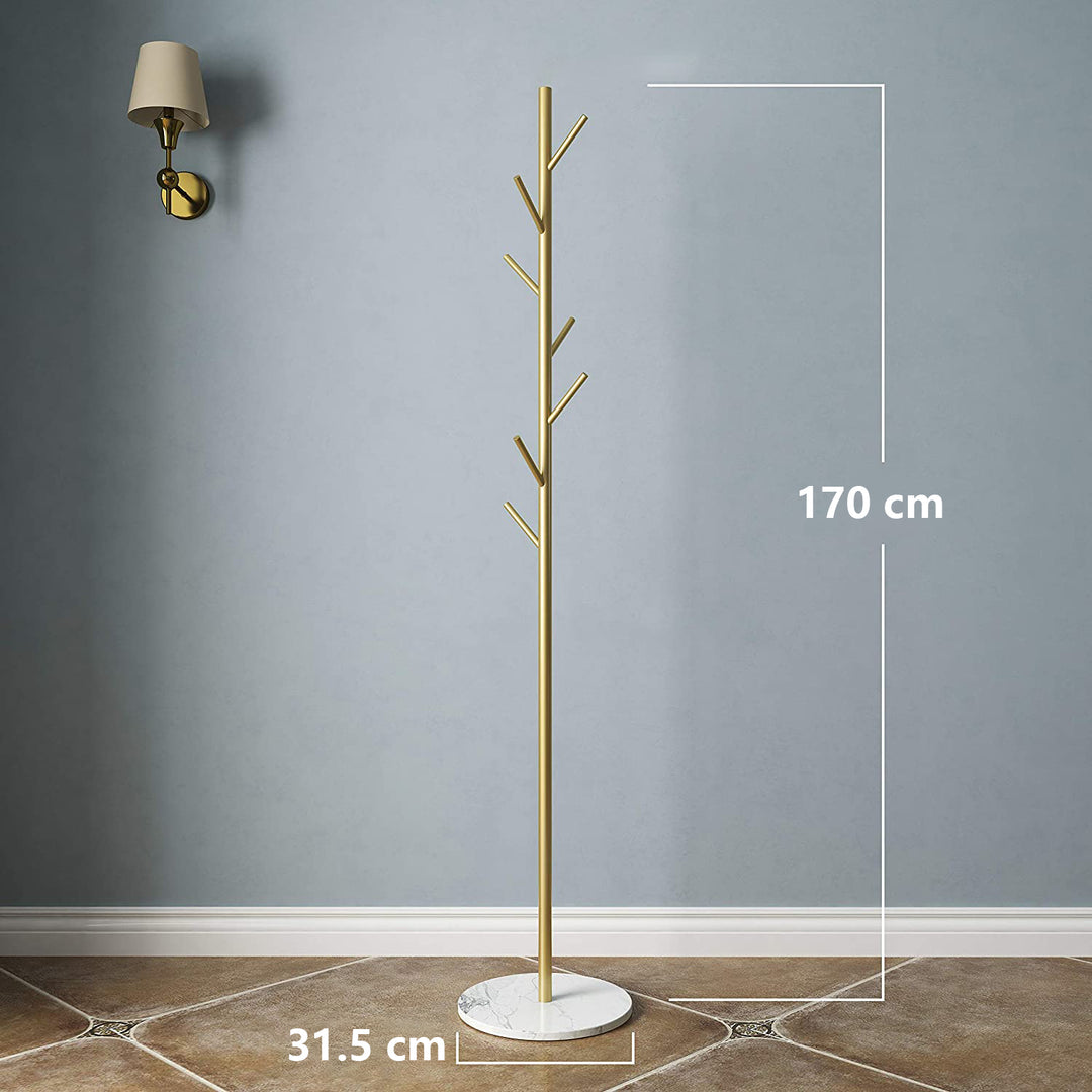 Metal Coat Rack with Stable Marble Base-Withe